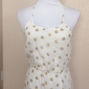 Lucky Brand gold and cream sleeveless hi/low dress